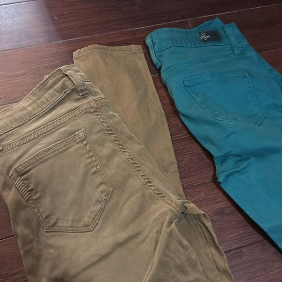 Pair of PAIGE Denim Jeans Green & Teal Color - 2 Pair NEW Skinny Jeans - Size 26 - Picture 5 of 5